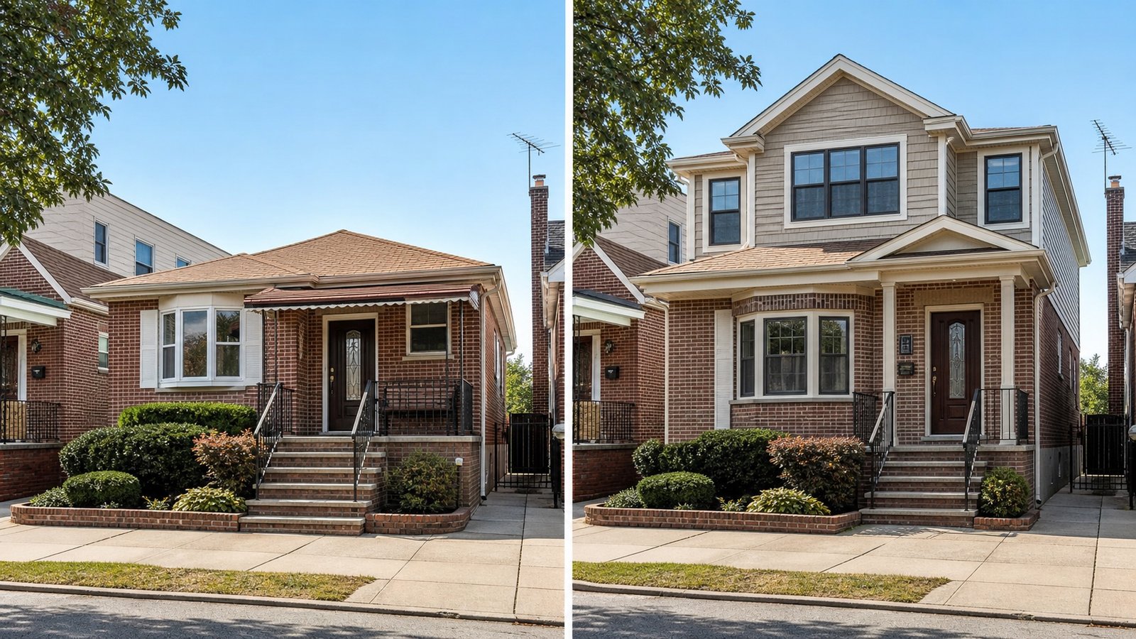 BluRock Services second-story addition before and after project in Queens, New York