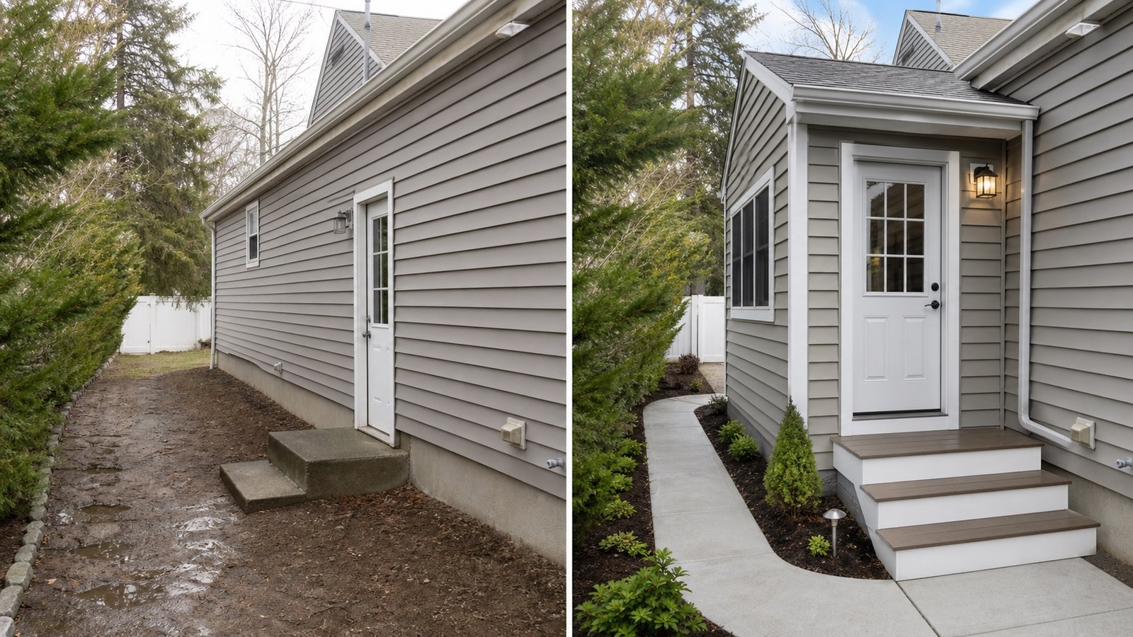 BluRock Services mudroom entry addition before and after project on Long Island, New York