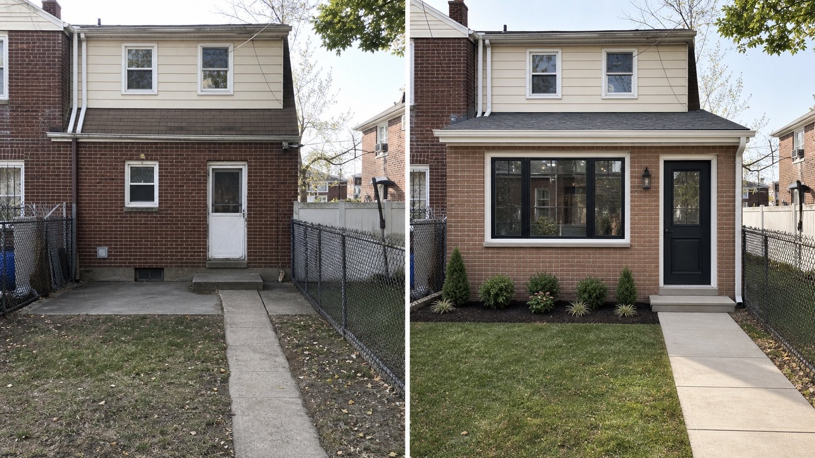 BluRock Services home-office rear extension before and after project in Queens, New York