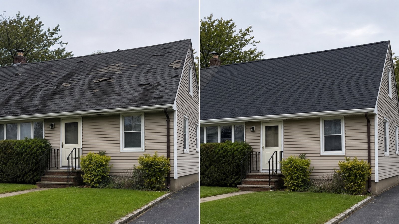 BluRock Services Roofing before and after Storm Damage Repair Queens Ny project in Queens, NY.