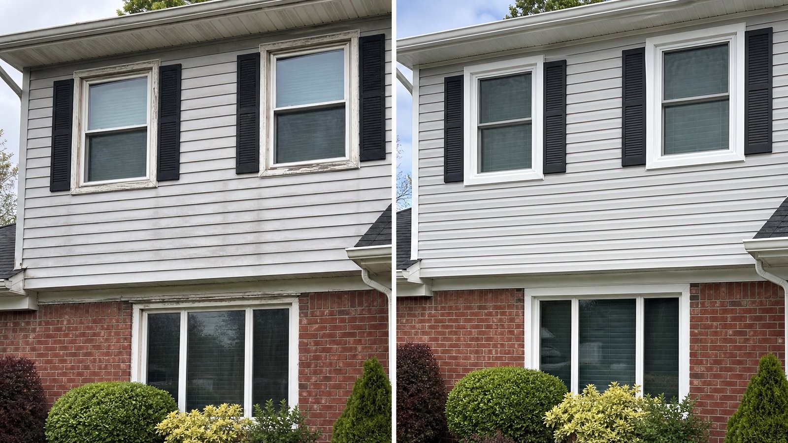 BluRock Services Siding before and after Window Trim Queens Ny project in Queens, NY.