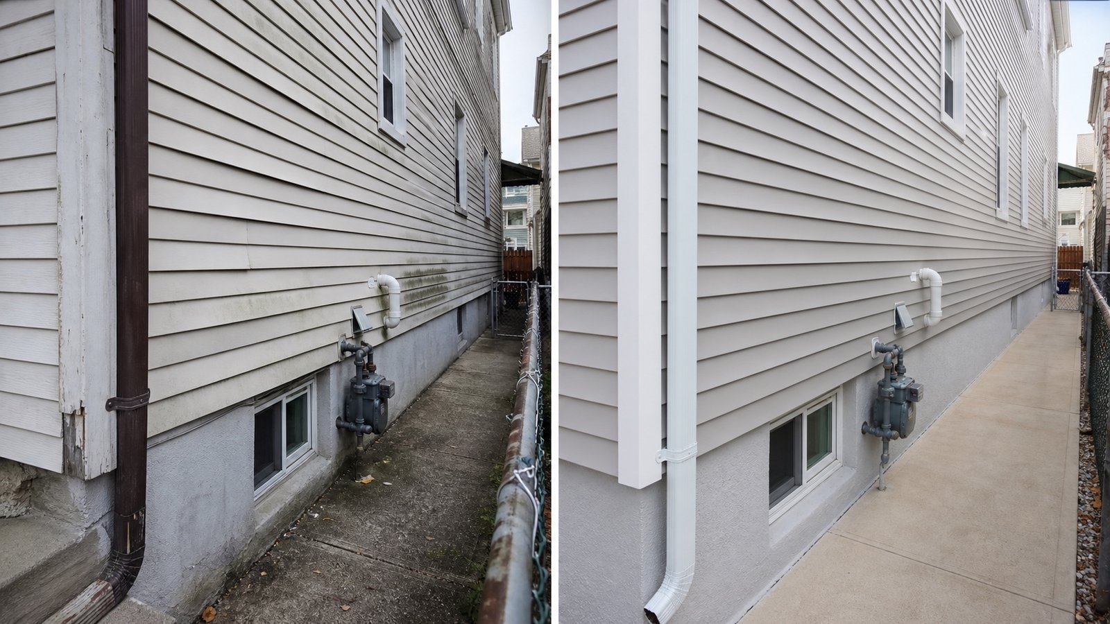 BluRock Services Siding before and after Side Wall Replacement Queens Ny project in Queens, NY.