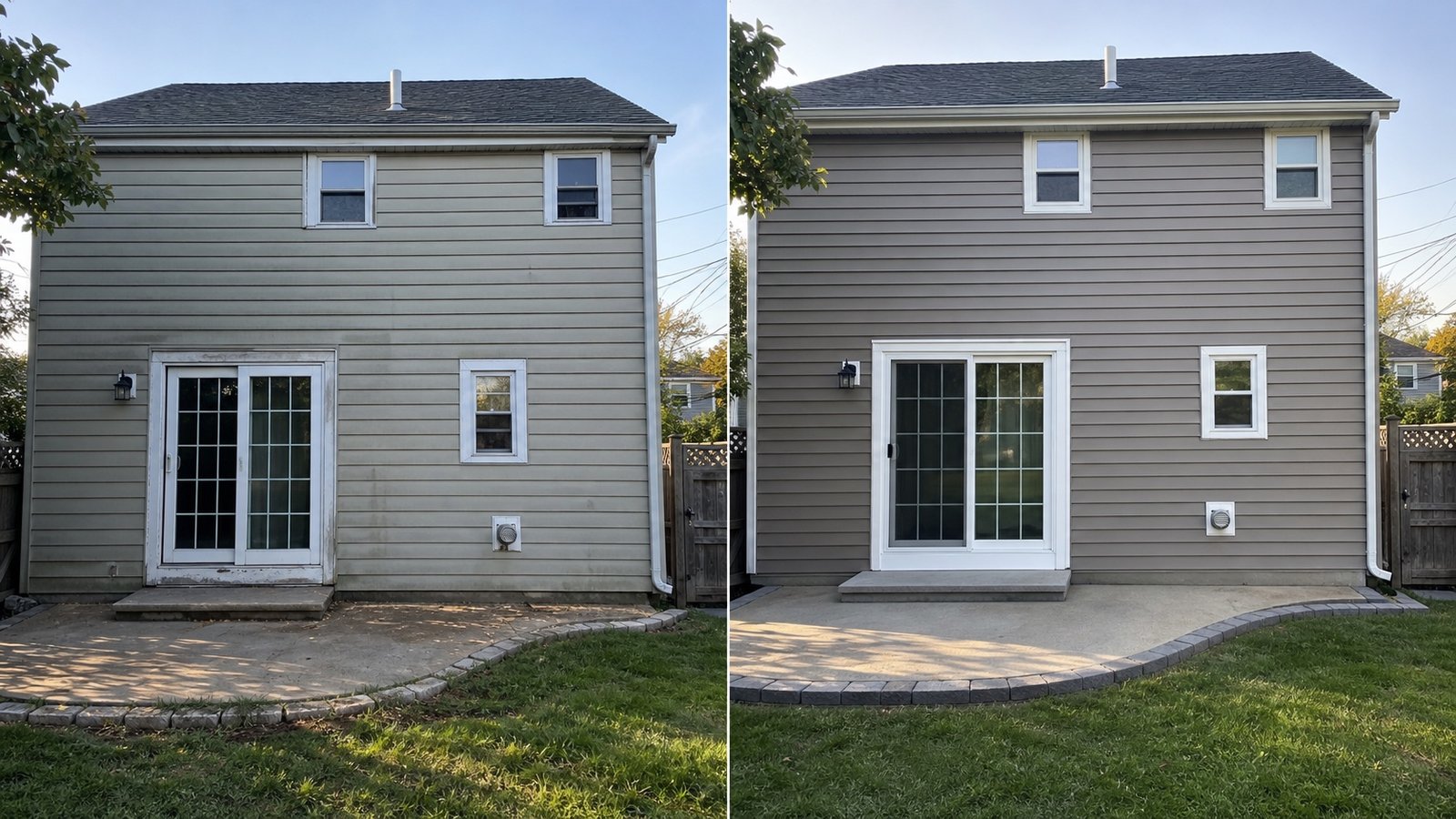 BluRock Services Siding before and after Rear Facade Patio Queens Ny project in Queens, NY.