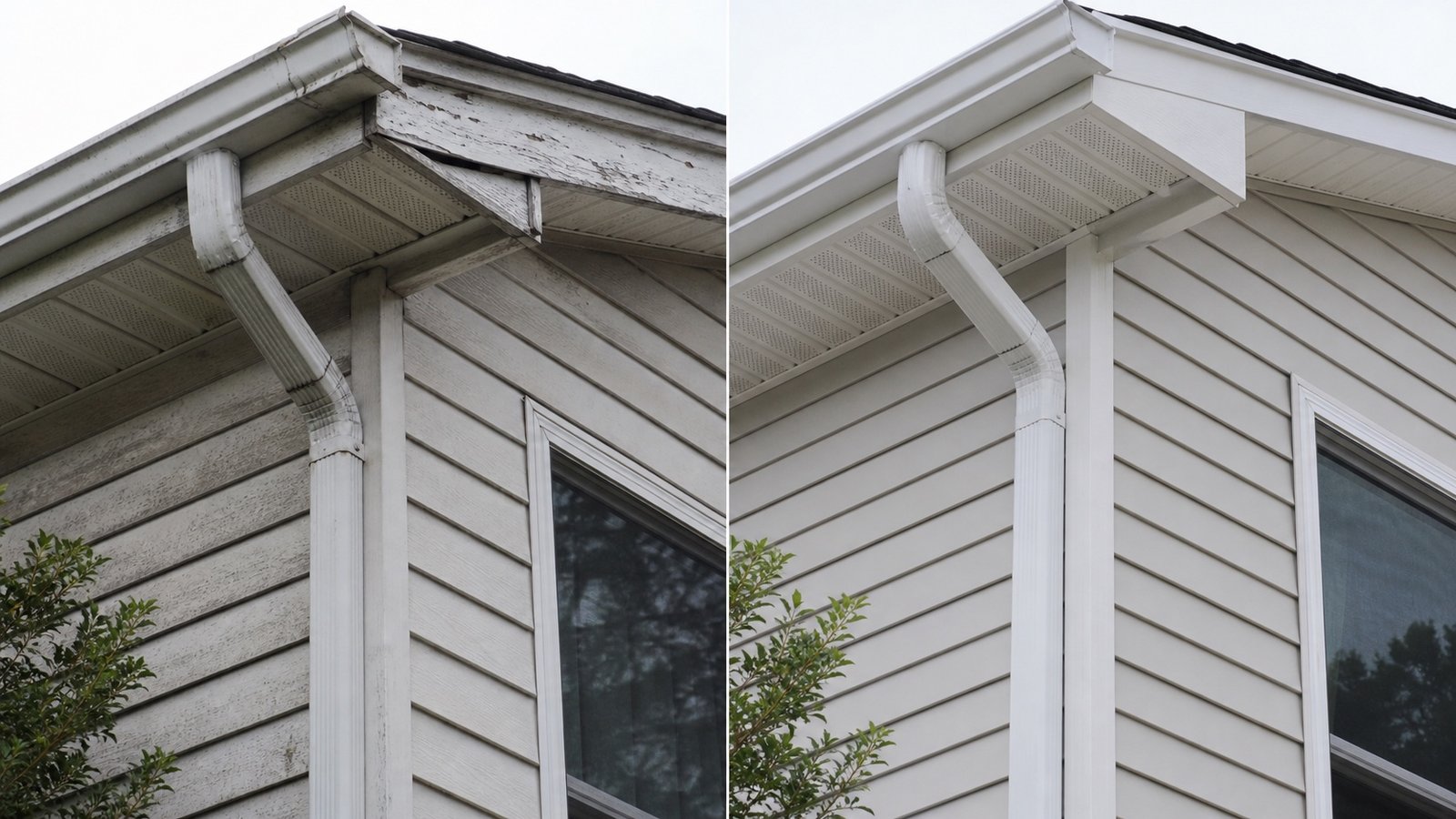 BluRock Services Siding before and after Soffit Fascia Gutter Queens Ny project in Queens, NY.