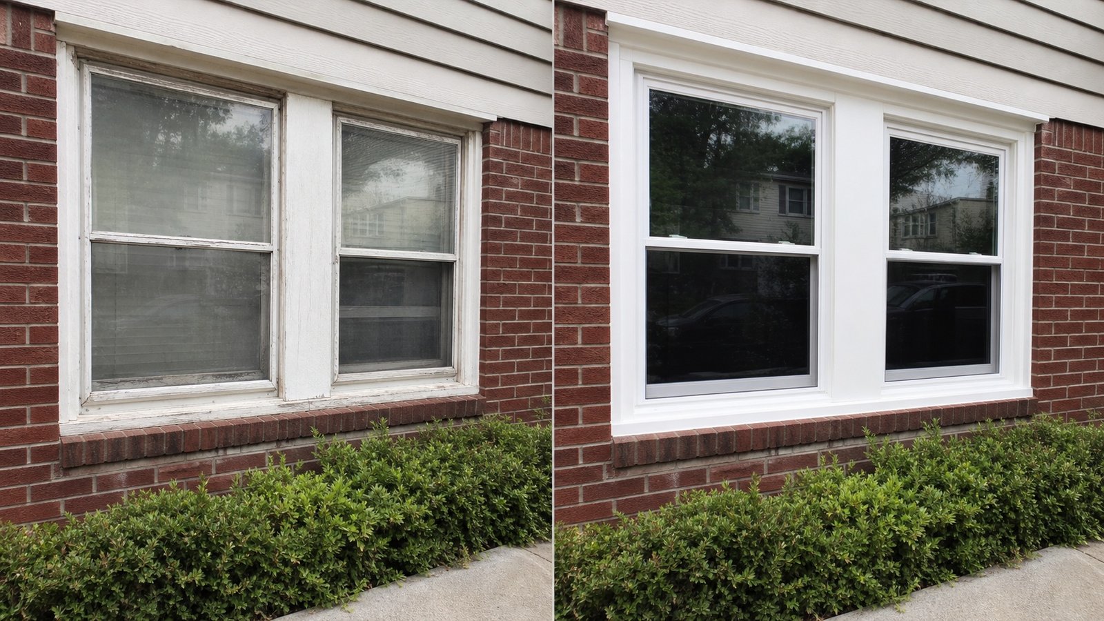 BluRock Services Windows before and after Double Hung Brick Queens Ny project in Queens, NY.