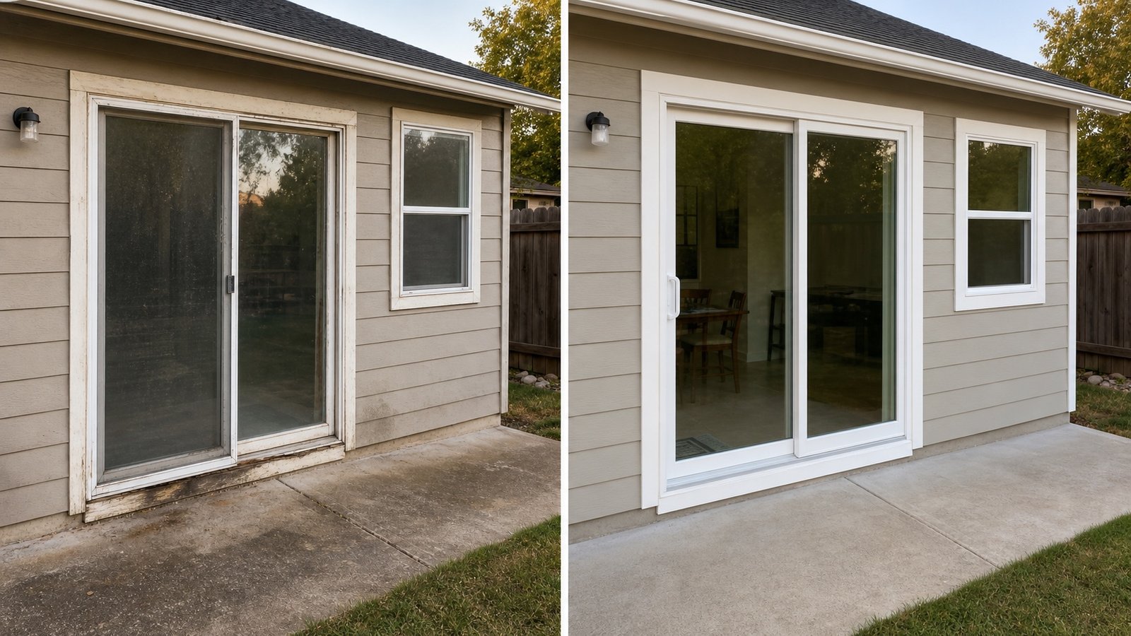 BluRock Services Windows before and after Sliding Patio Door Queens Ny project in Queens, NY.