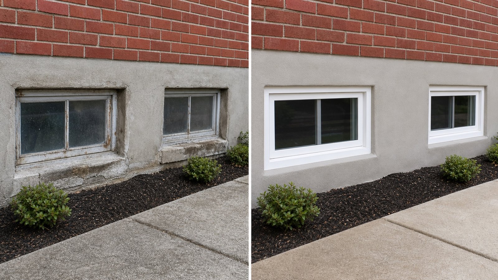 BluRock Services Windows before and after Basement Window Queens Ny project in Queens, NY.