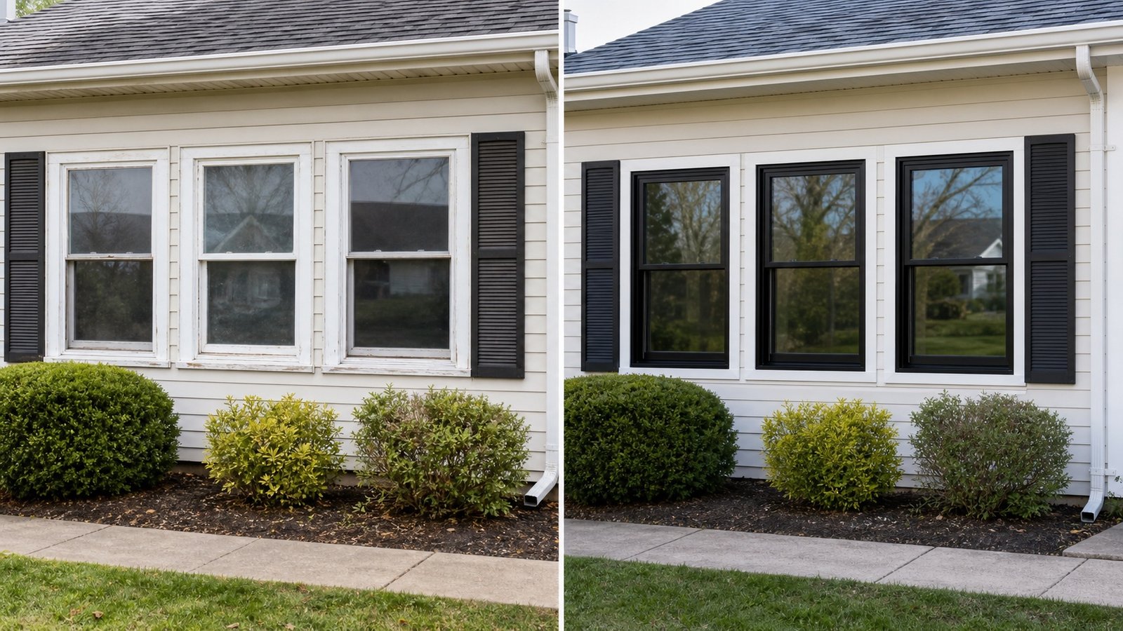 BluRock Services Windows before and after Black Frame Modern Queens Ny project in Queens, NY.