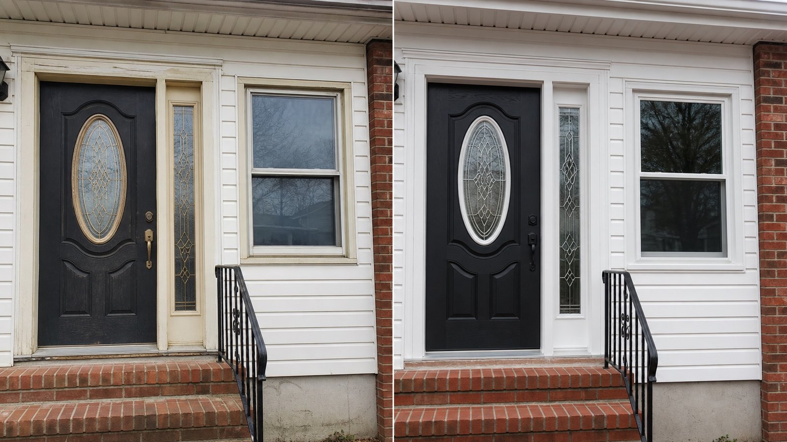BluRock Services Windows before and after Sidelight Entry Window Queens Ny project in Queens, NY.