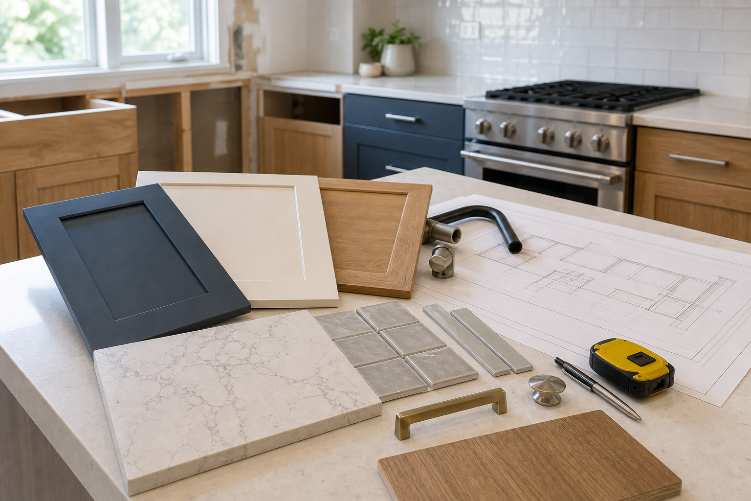 Kitchen finish samples and drawings reviewed before construction begins