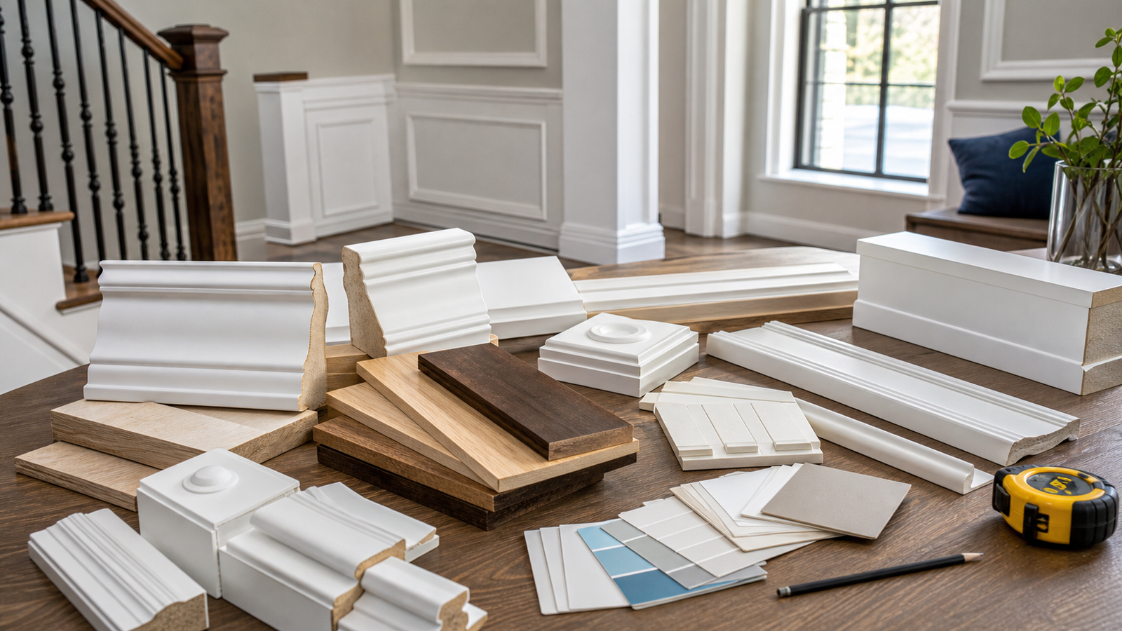 Trim profiles and finish samples laid out for design detail coordination